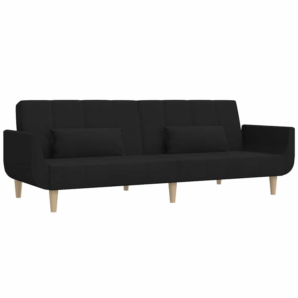 Convertible 2-Seater Sofa Bed in Black Fabric