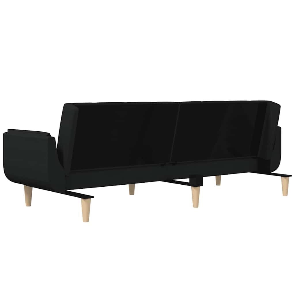 Convertible 2-Seater Sofa Bed in Black Fabric