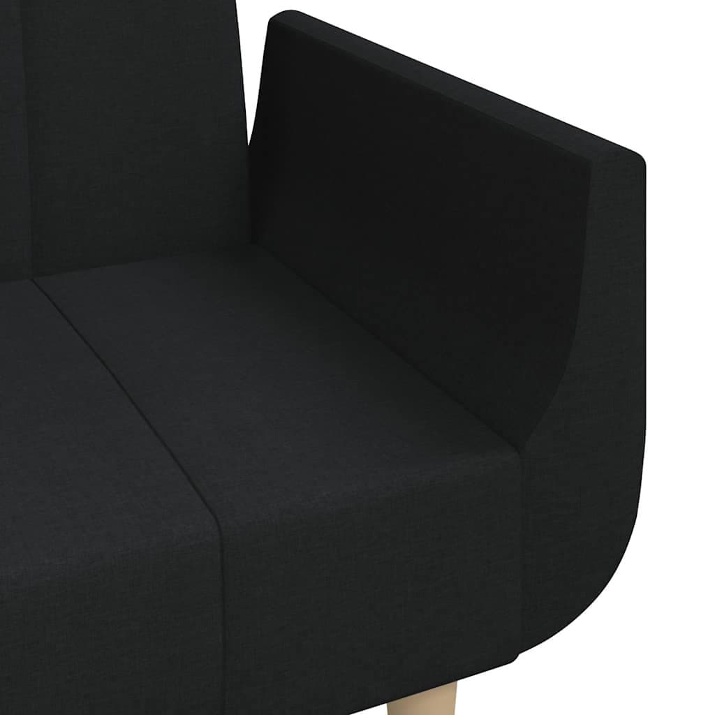 Convertible 2-Seater Sofa Bed in Black Fabric