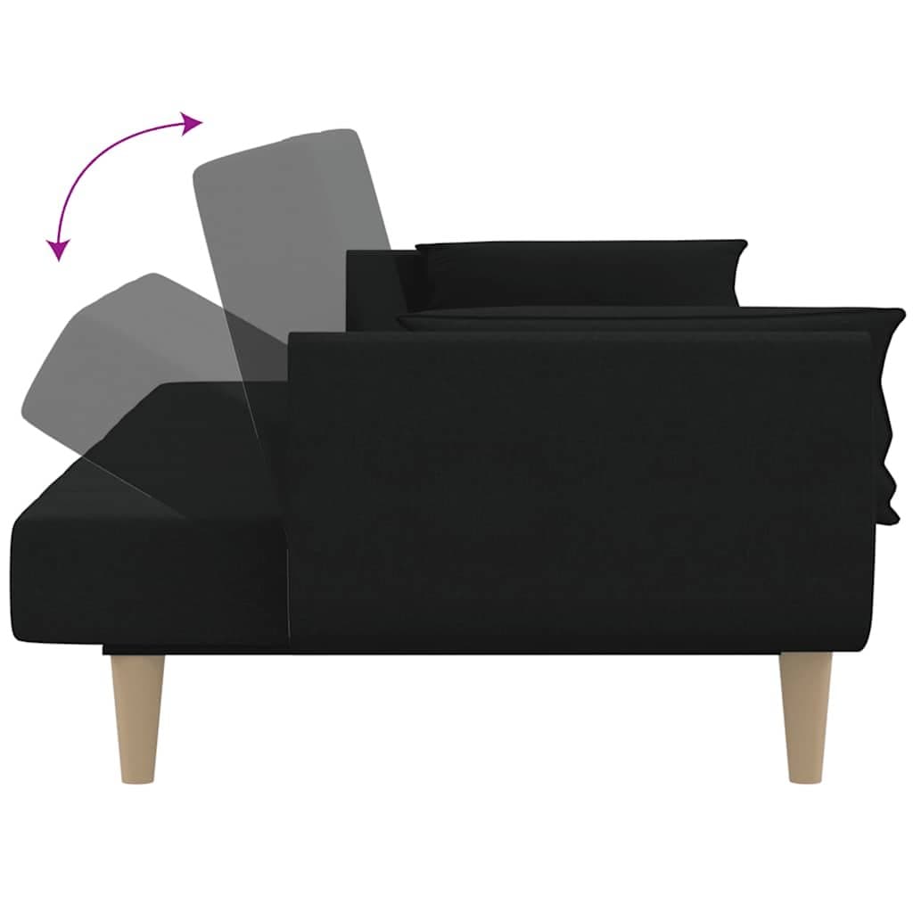 Convertible 2-Seater Sofa Bed in Black Fabric