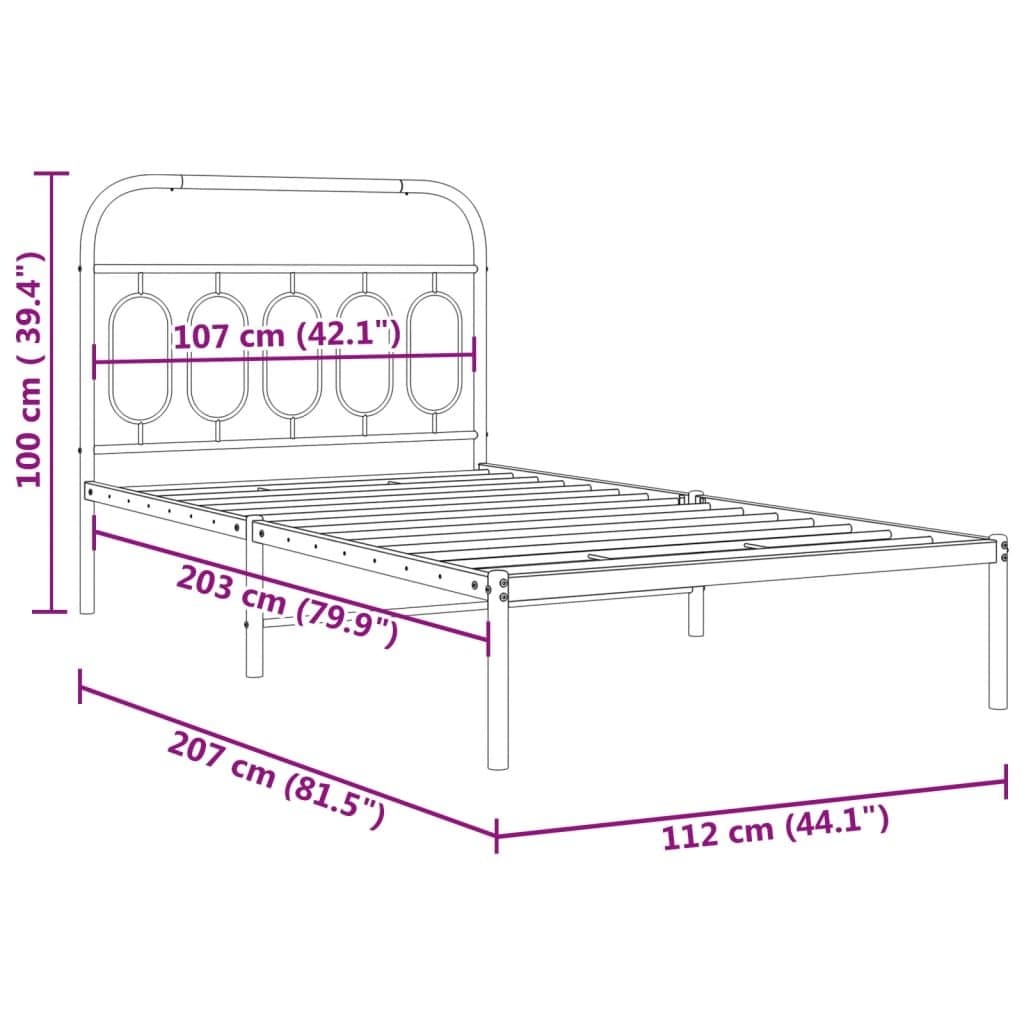 King Single Metal Bed Frame with White Headboard