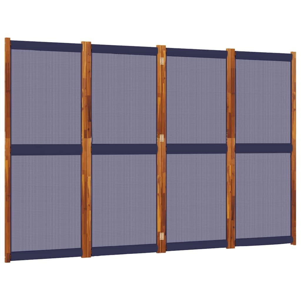 4-Panel Folding Room Divider Screen in Dark Blue