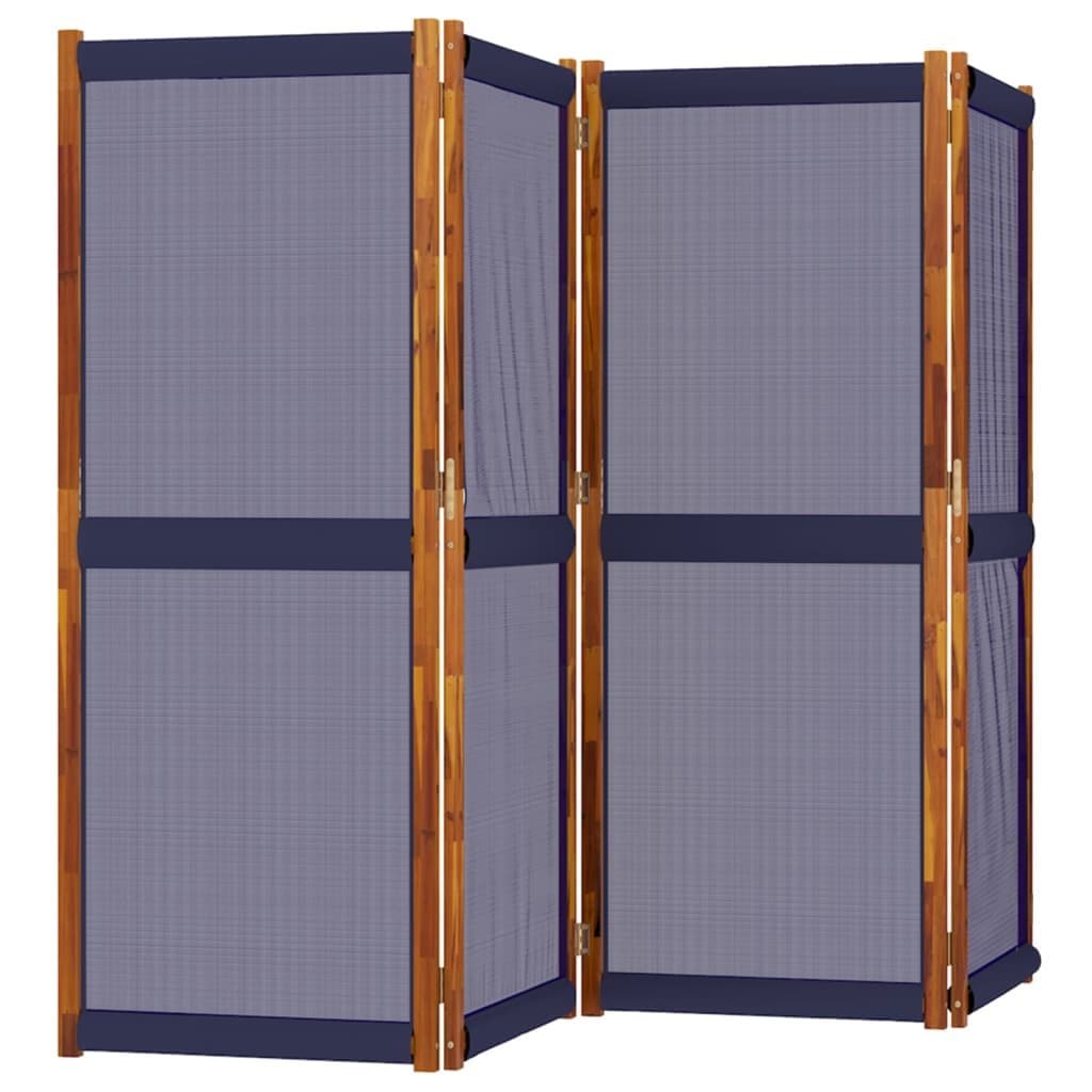 4-Panel Folding Room Divider Screen in Dark Blue