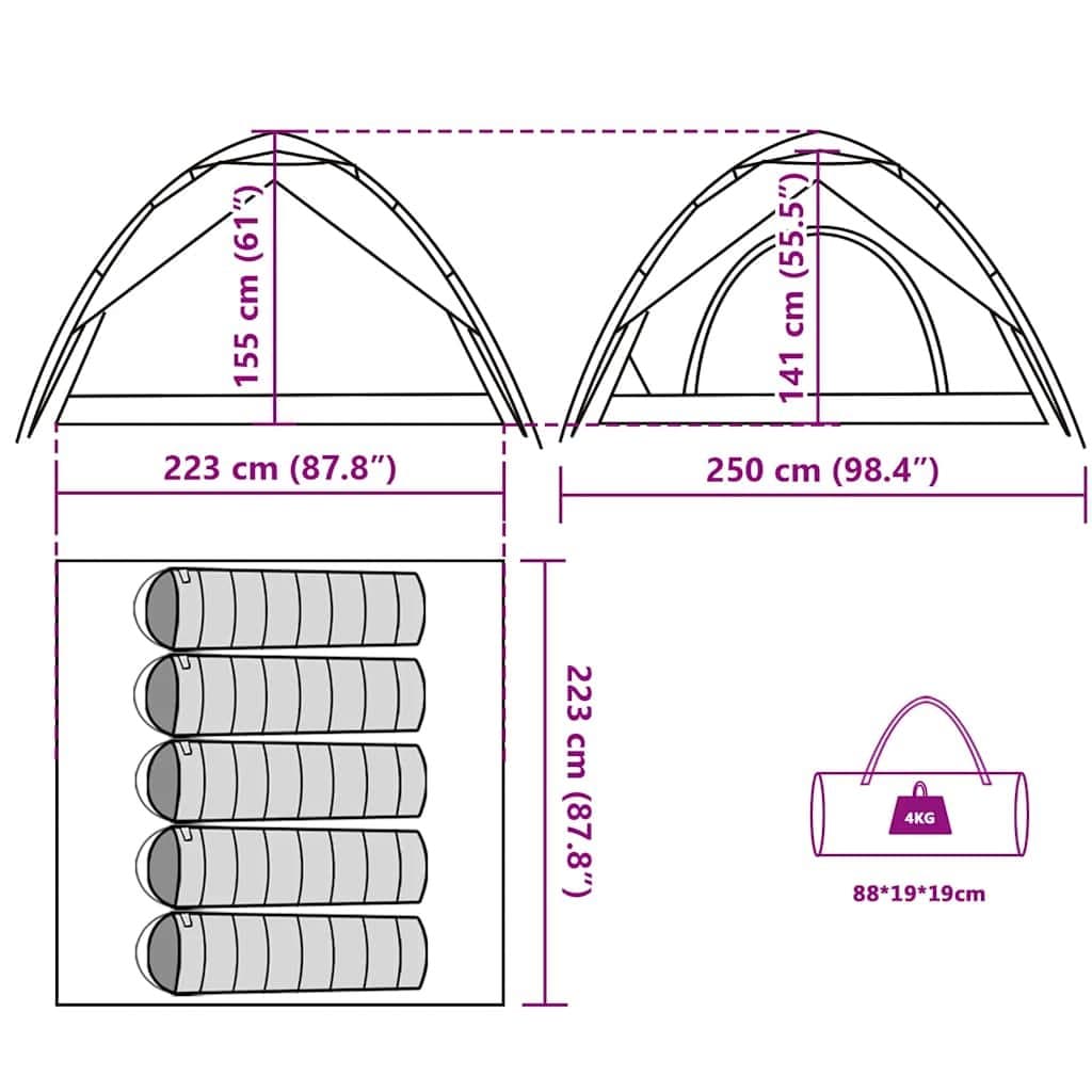5-Person Dome Camping Tent with Blackout Fabric and Quick Setup