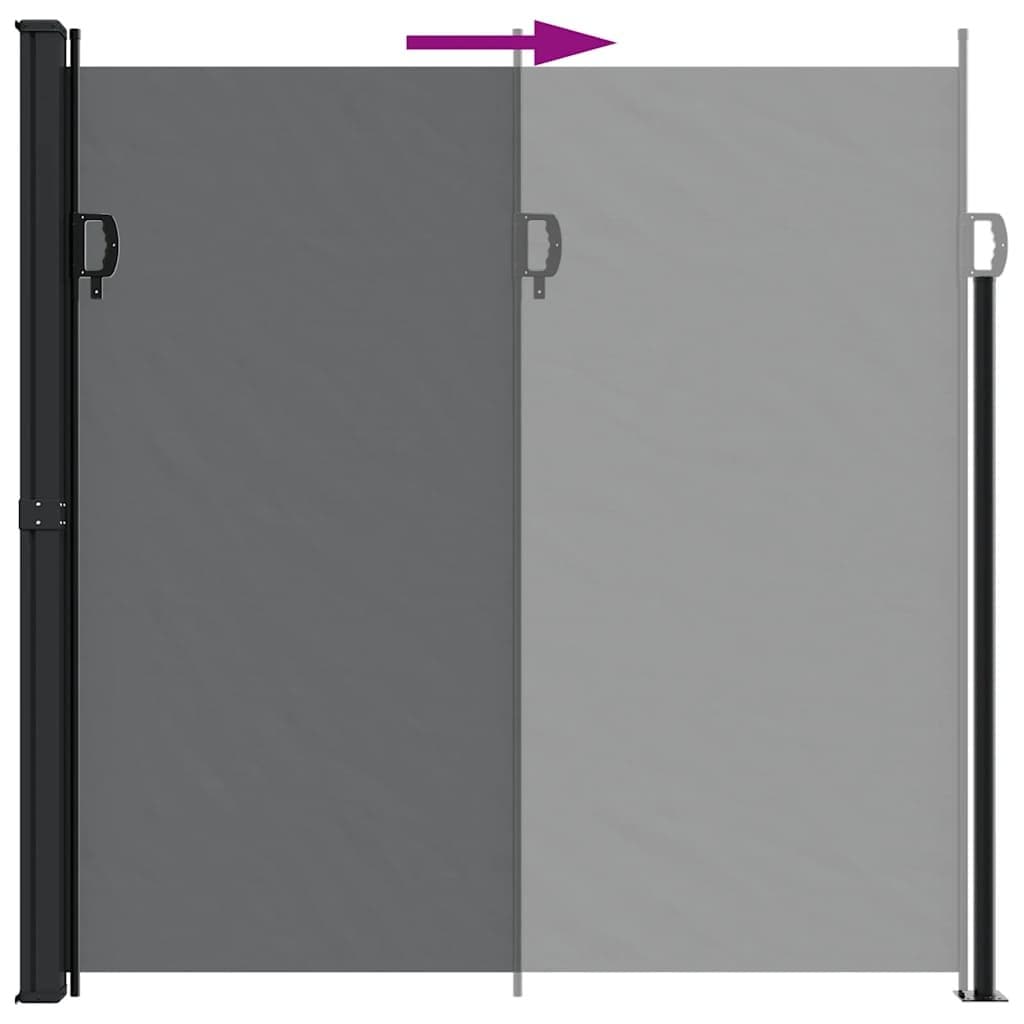 Black Retractable Side Awning 200x600cm