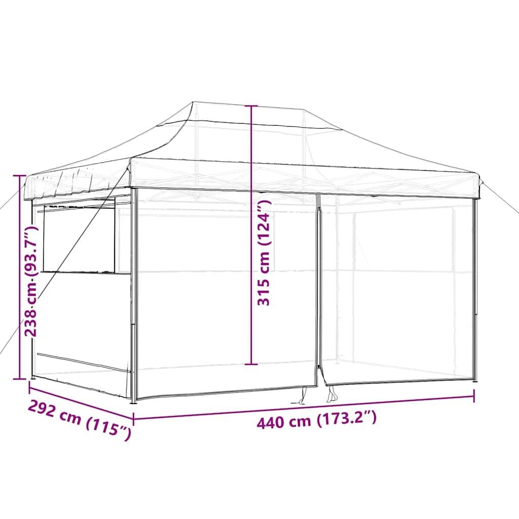 Foldable Pop-Up Party Tent with 4 Sidewalls