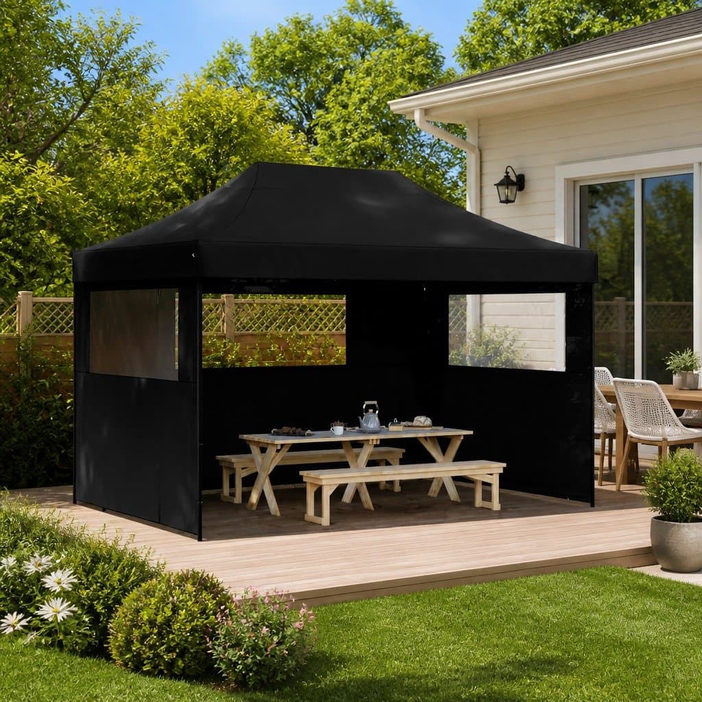 Black Pop-Up Party Tent with 3 Sidewalls