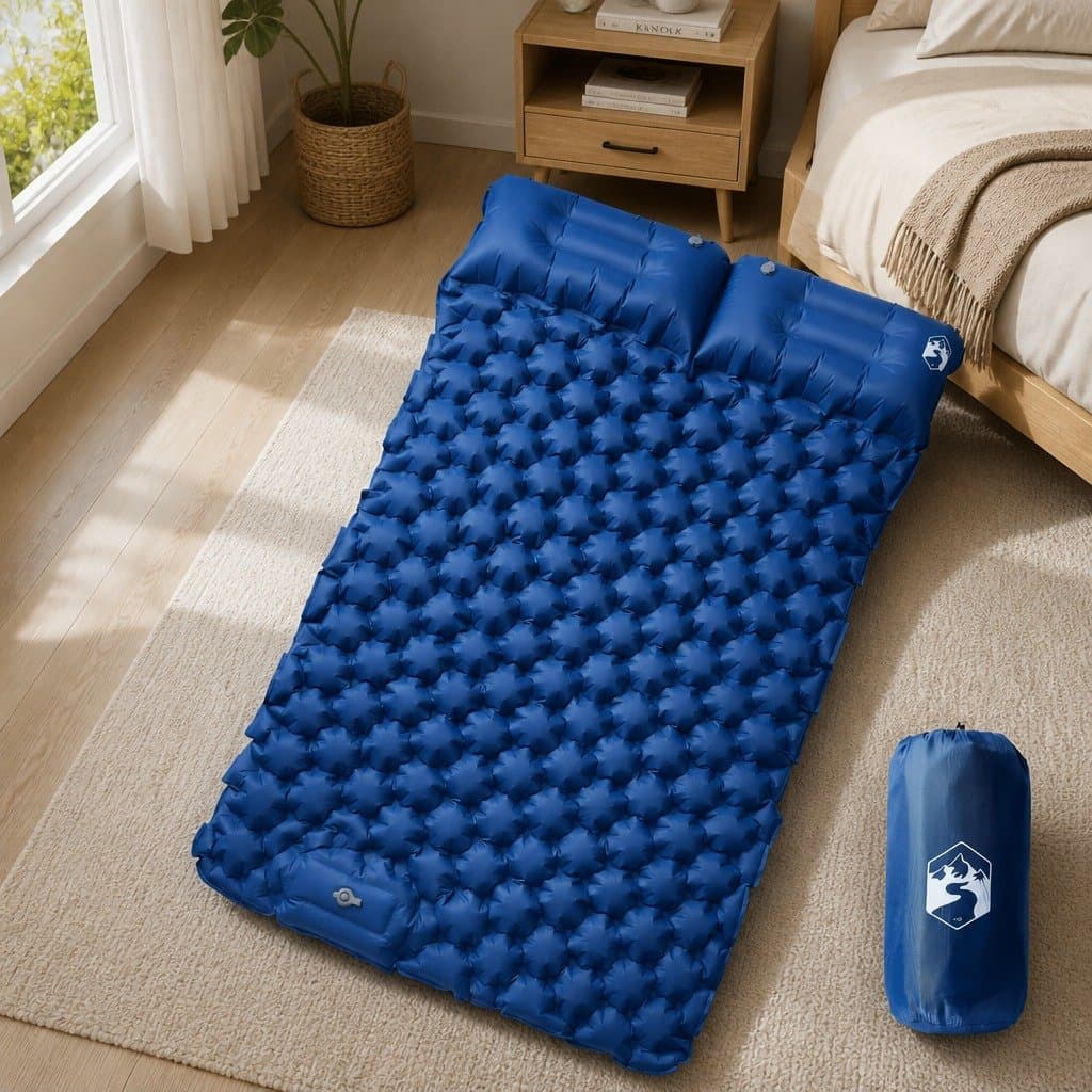 Self-Inflating Camping Mattress for 2 with Pillows