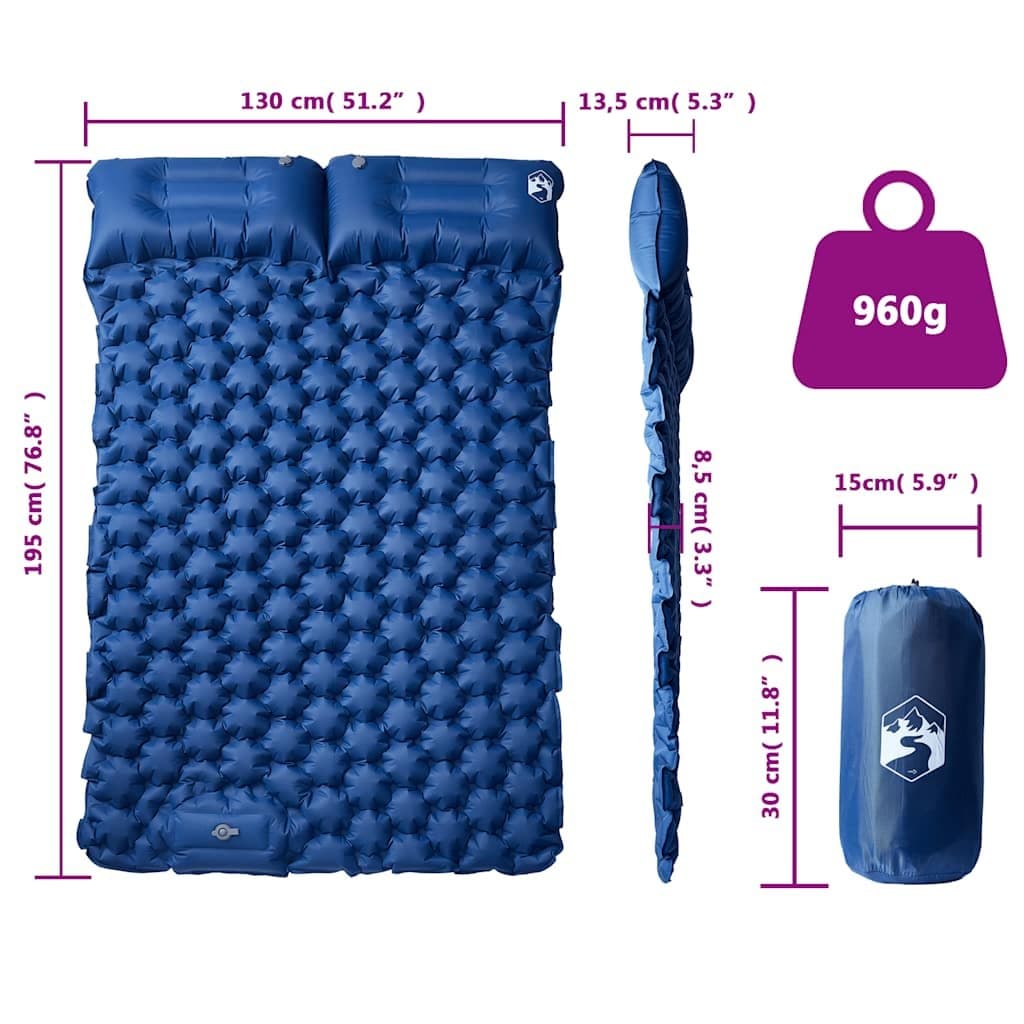 Self-Inflating Camping Mattress for 2 with Pillows