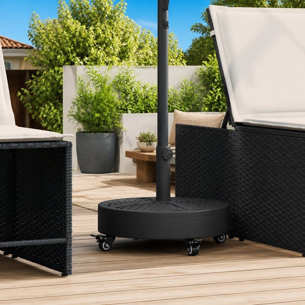 Parasol Base with Wheels Lockable Castors Round 27kg Outdoor Umbrella Stand