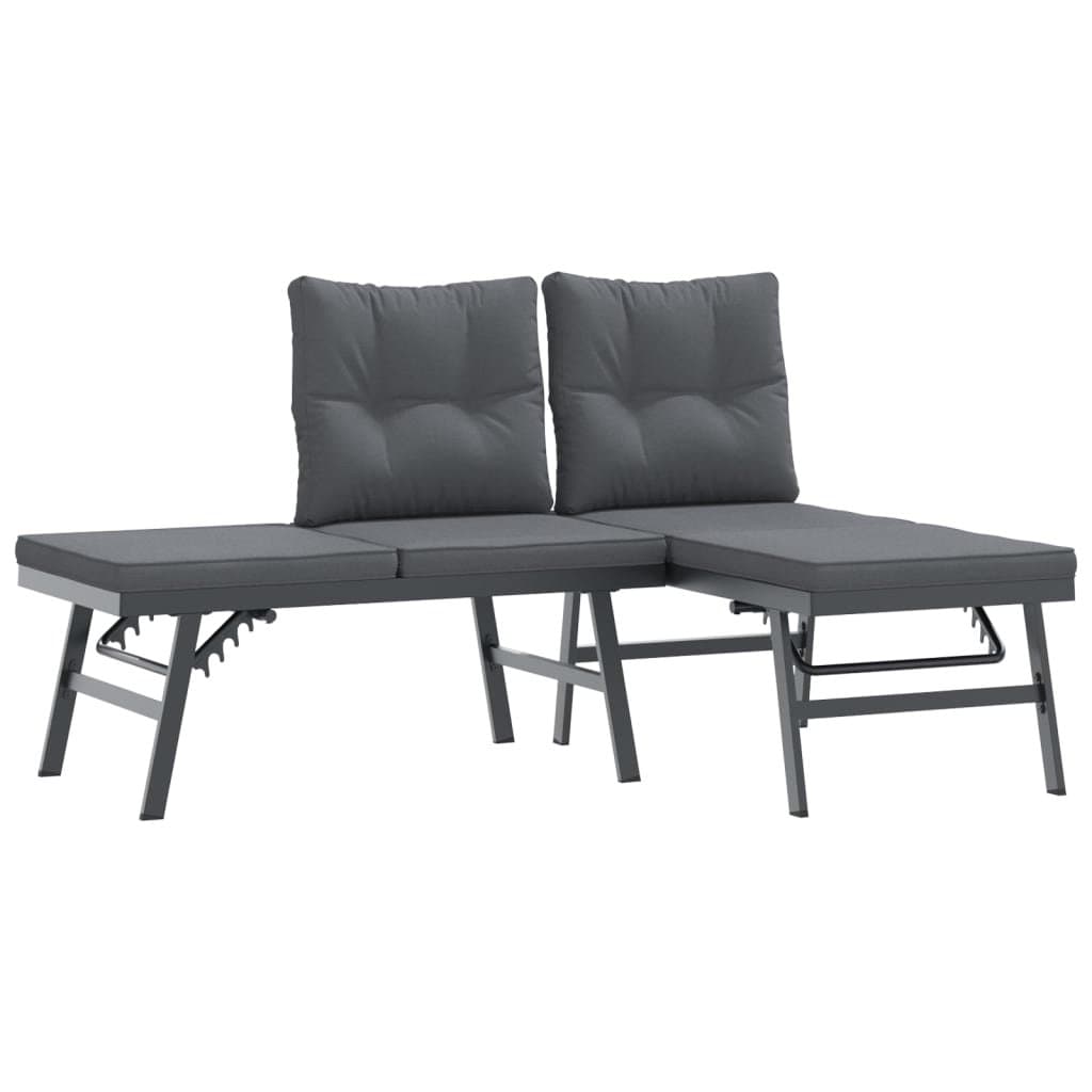 Black Steel Garden Benches Set for Outdoors