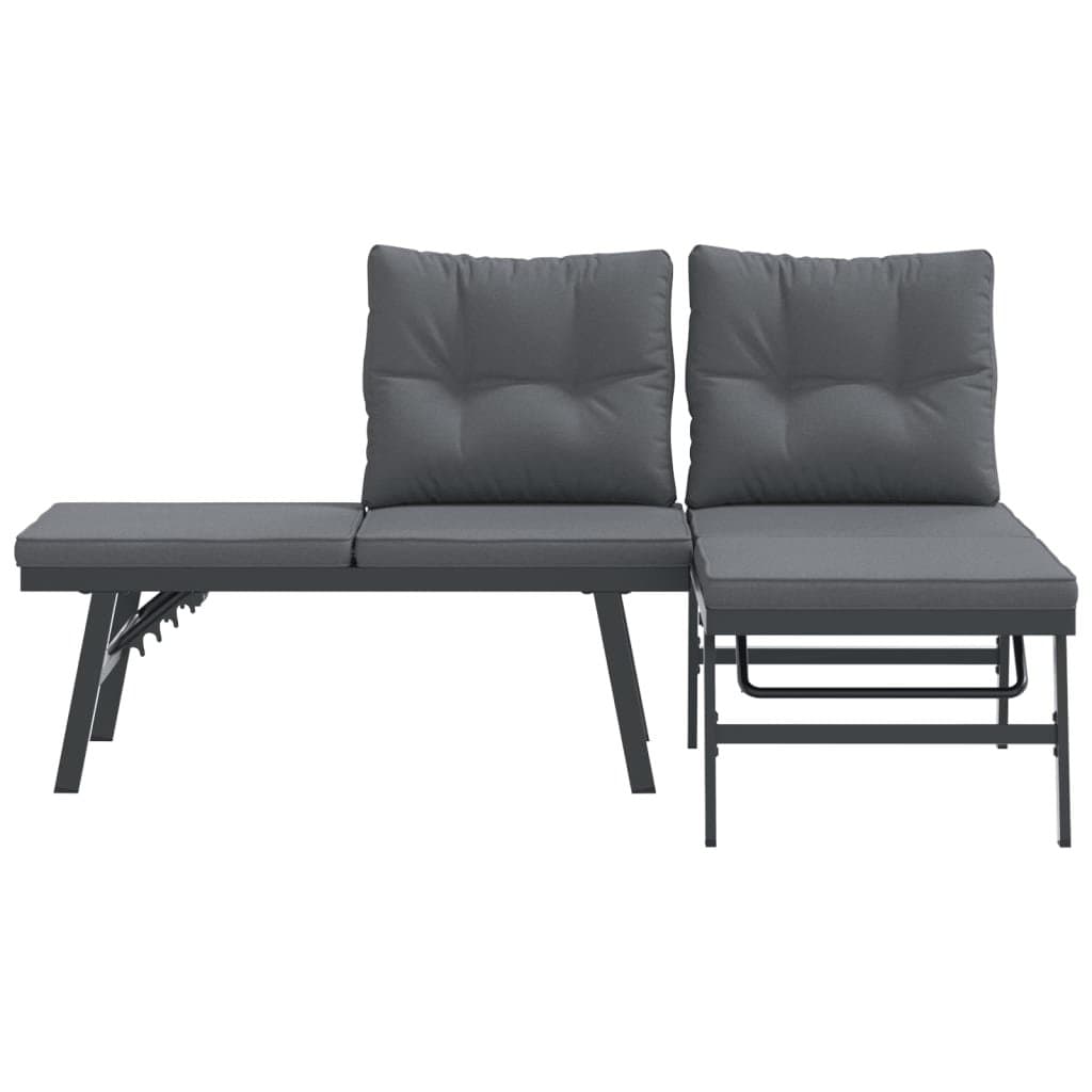 Black Steel Garden Benches Set for Outdoors