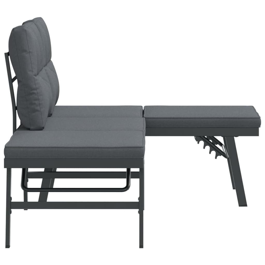 Black Steel Garden Benches Set for Outdoors