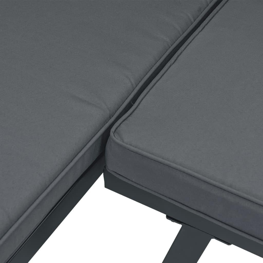 Black Steel Garden Benches Set for Outdoors