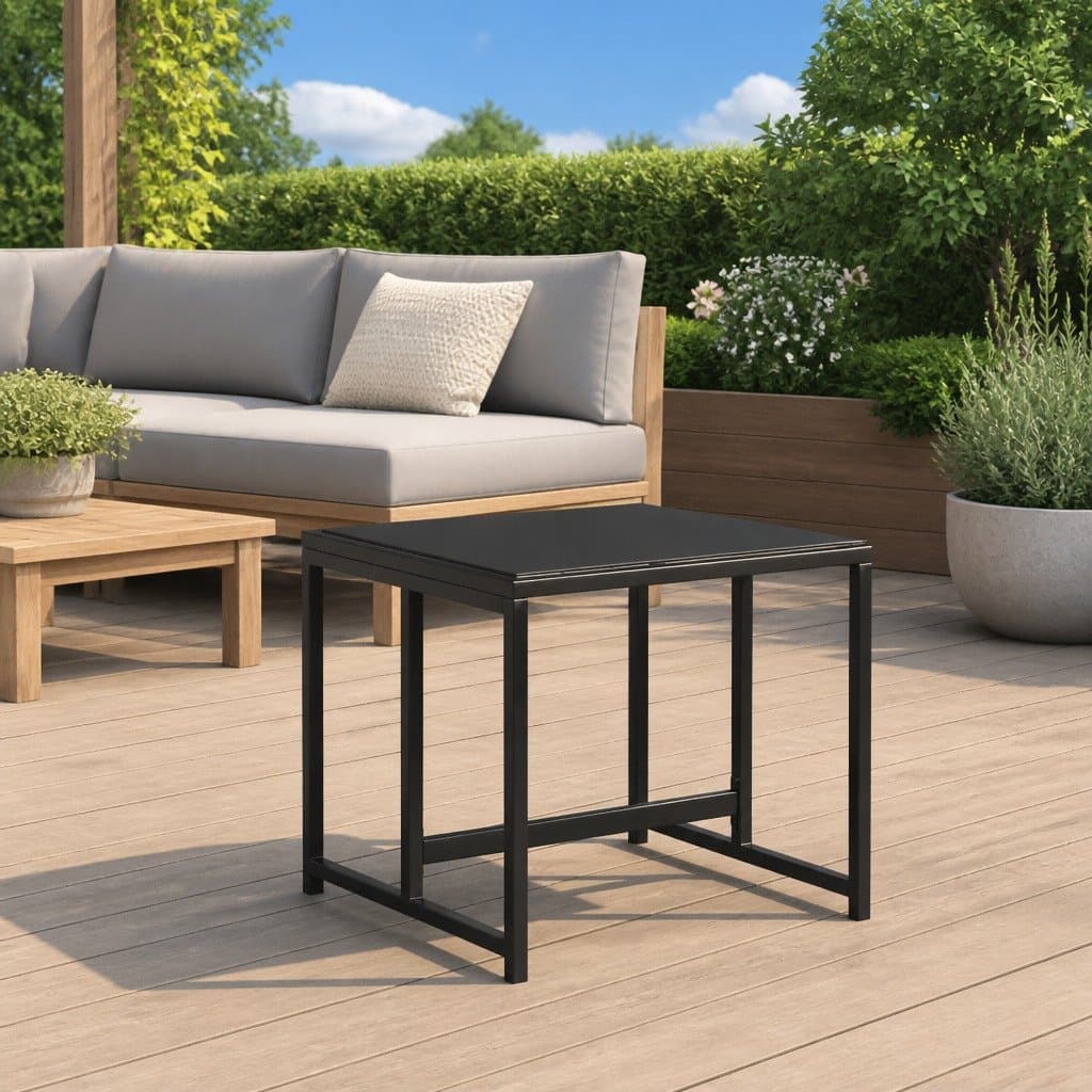 4-Piece Outdoor Garden Stools with Steel Frame