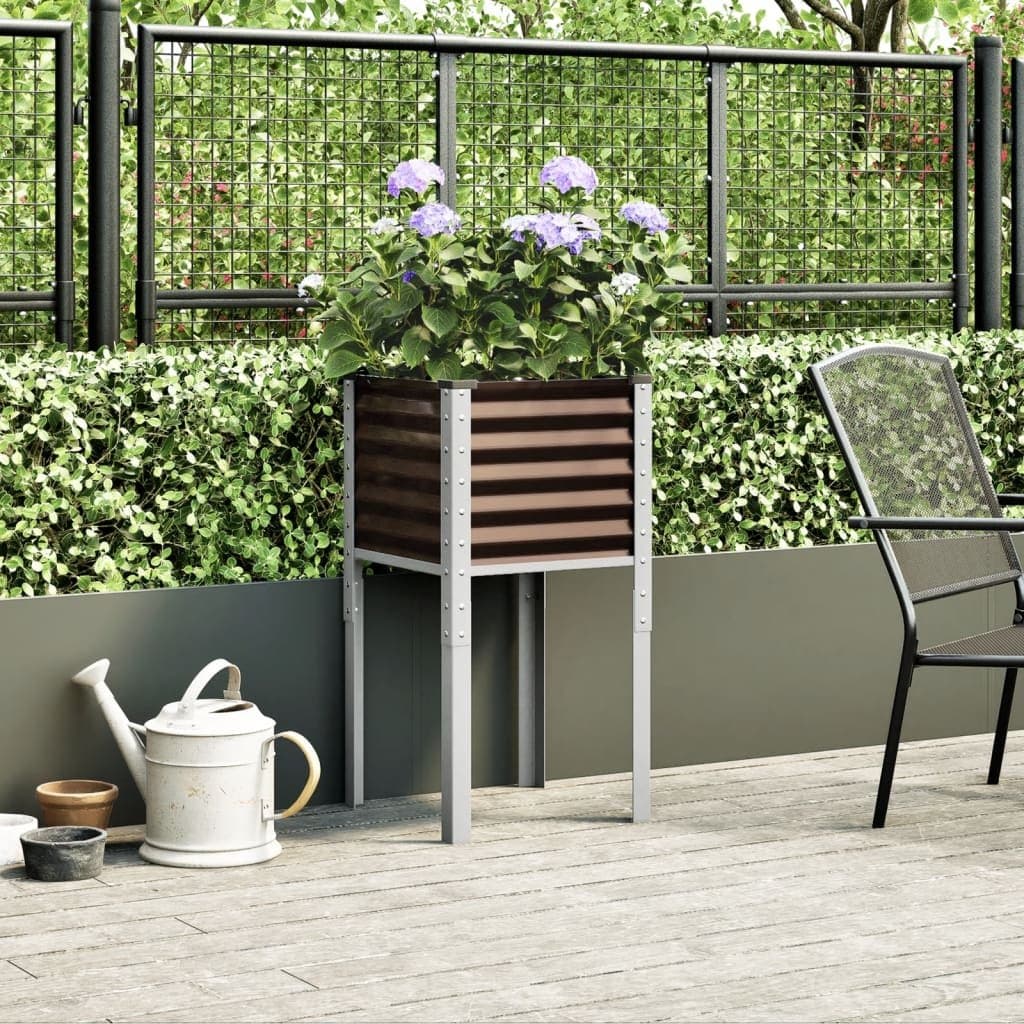 Brown Steel Garden Planter Box for Outdoor Spaces