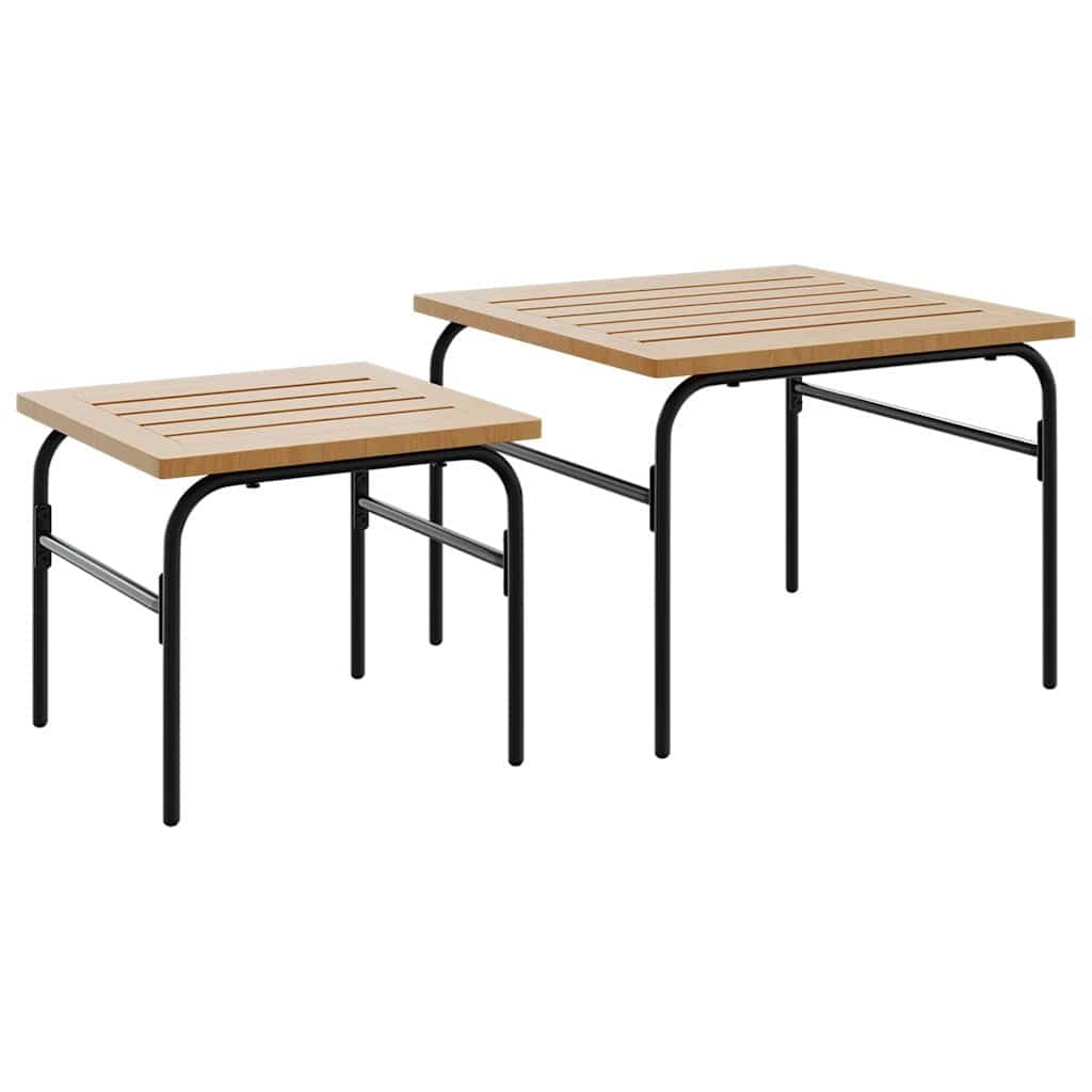 Garden Nest Coffee Tables 2 Pieces Brown Black Steel Outdoor Furniture