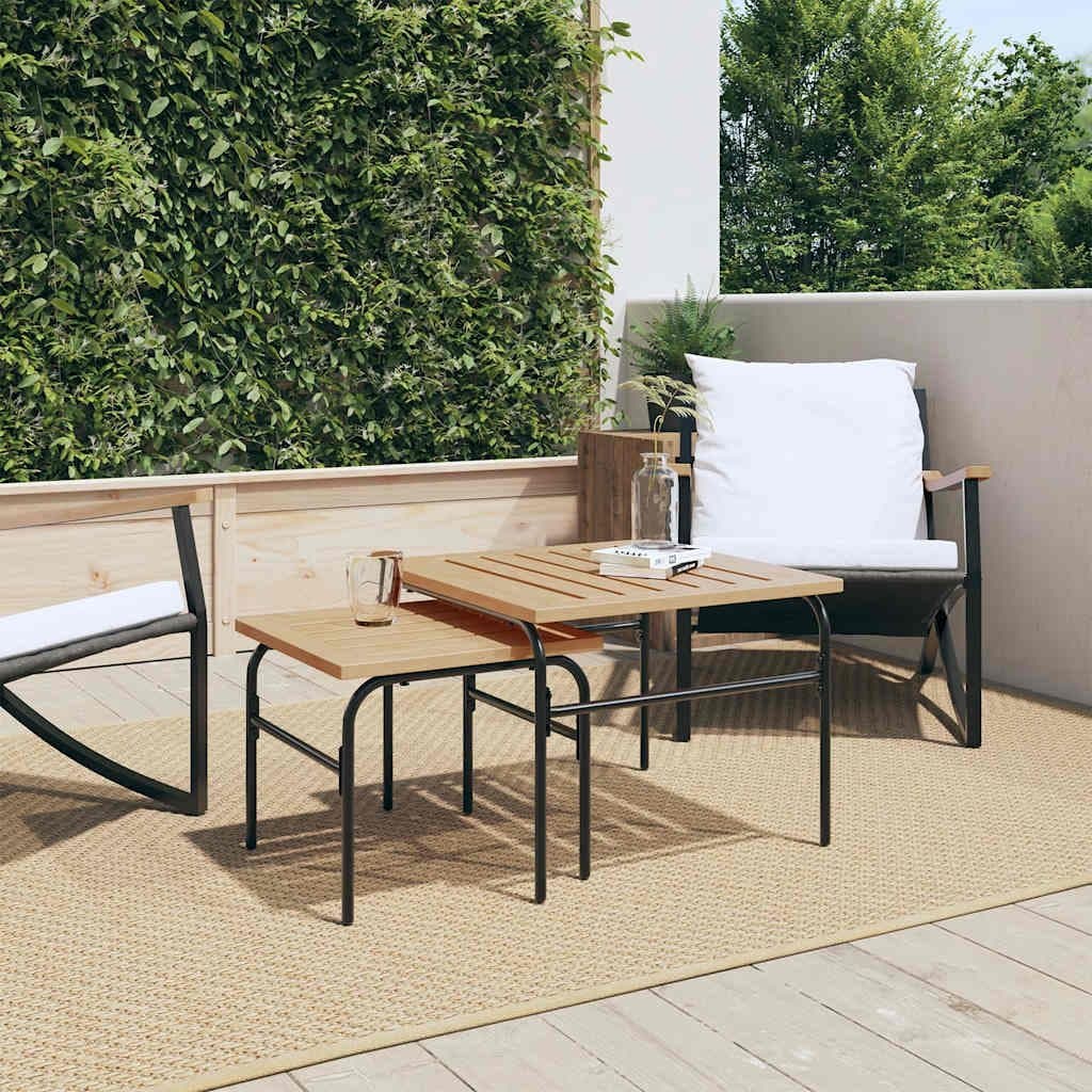 Garden Nest Coffee Tables 2 Pieces Brown Black Steel Outdoor Furniture