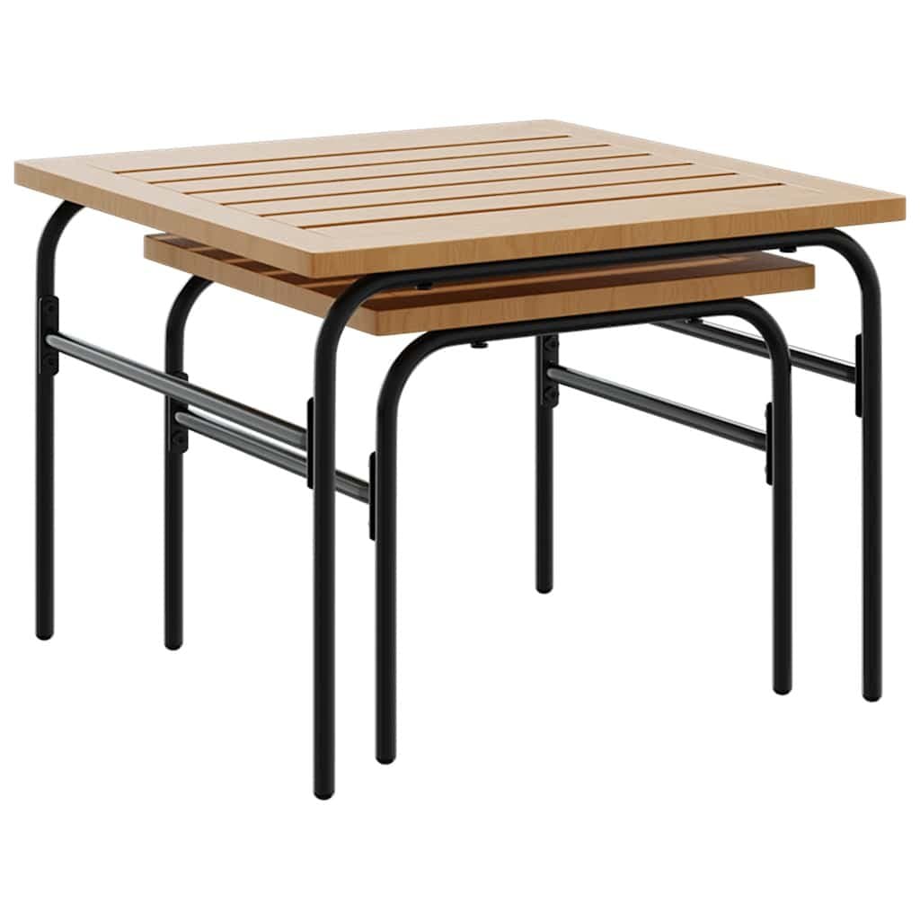 Garden Nest Coffee Tables 2 Pieces Brown Black Steel Outdoor Furniture