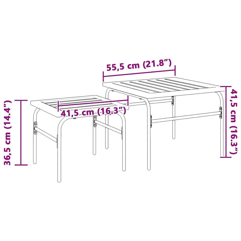Garden Nest Coffee Tables 2 Pieces Brown Black Steel Outdoor Furniture
