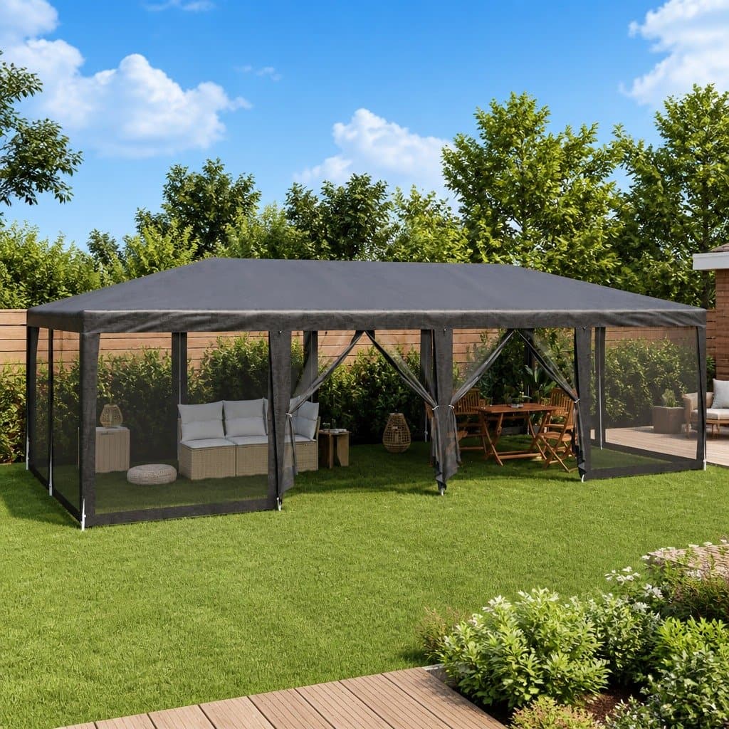 Party Tent Outdoor Gazebo 8x4m with 12 Mesh Sidewalls Garden Canopy Shelter