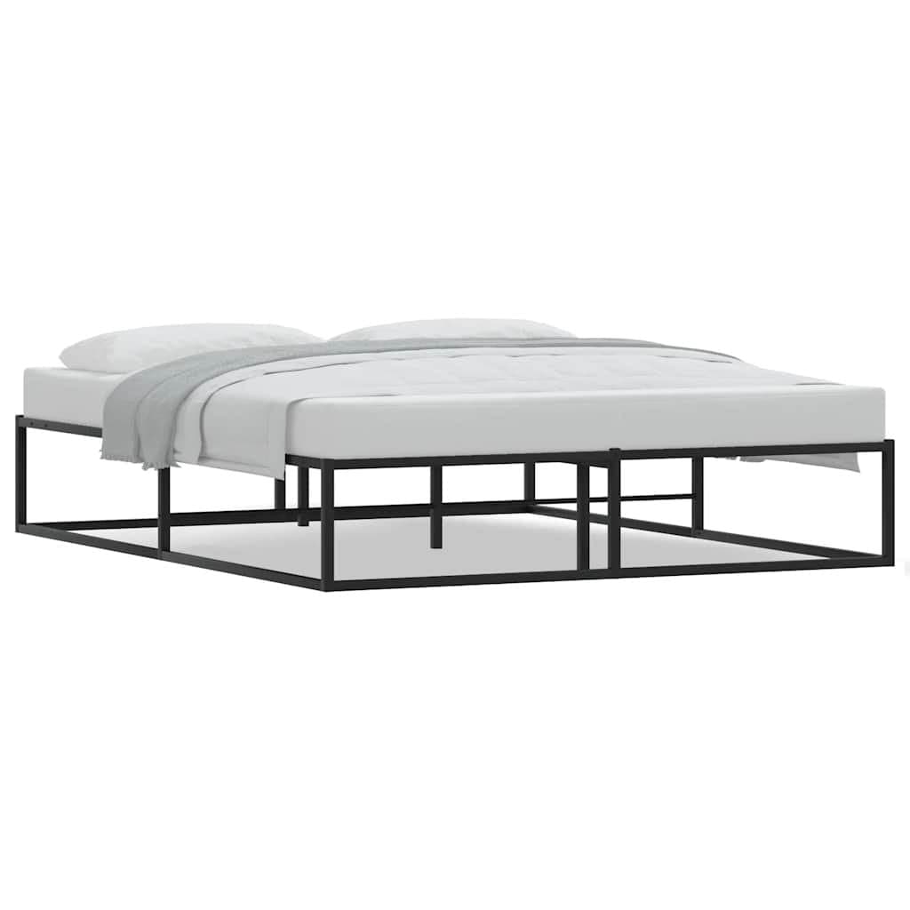 Queen Metal Bed Frame 153x203 cm Black Slatted Base Storage Space