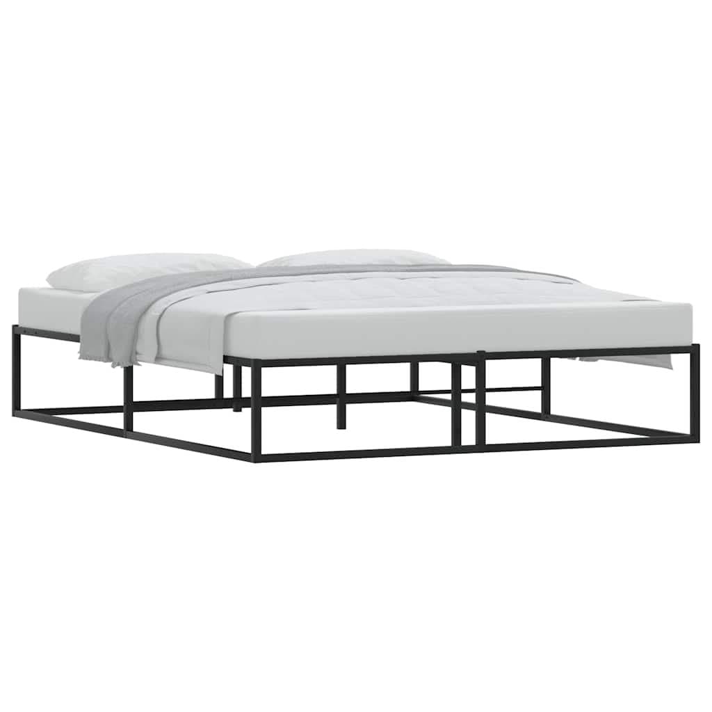 Queen Metal Bed Frame 153x203 cm Black Slatted Base Storage Space