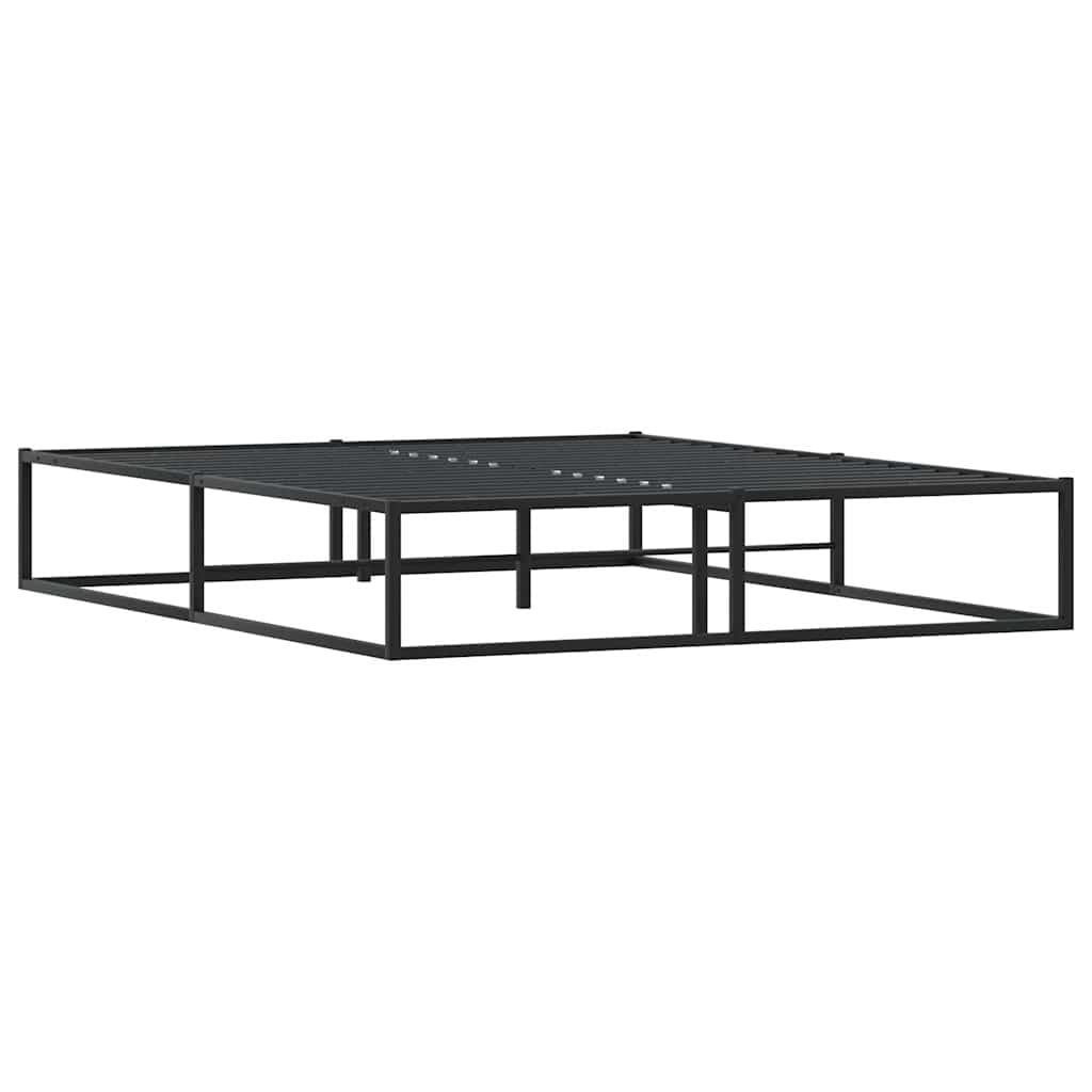 Queen Metal Bed Frame 153x203 cm Black Slatted Base Storage Space