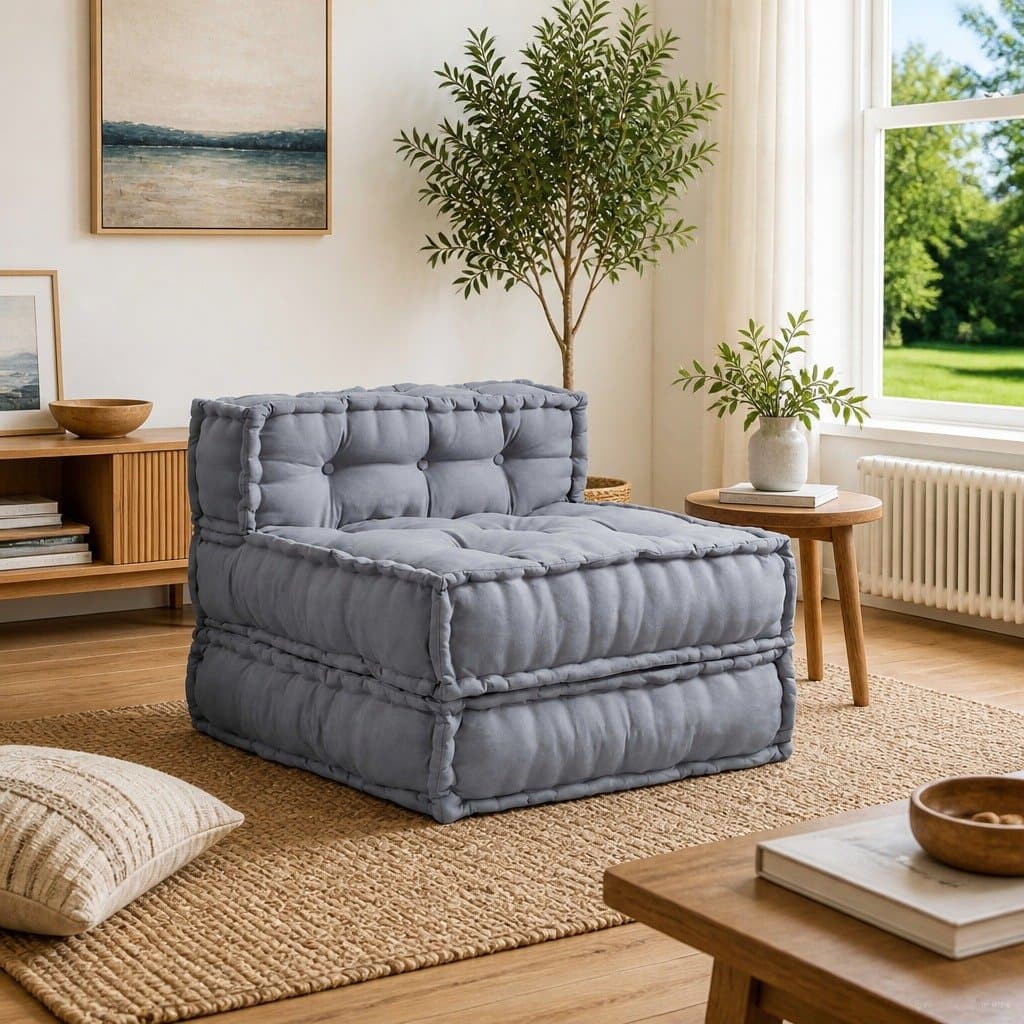 Modular Sofa Unit Grey 70x70x56cm Fabric Cushion Seating Indoor Outdoor Lounge