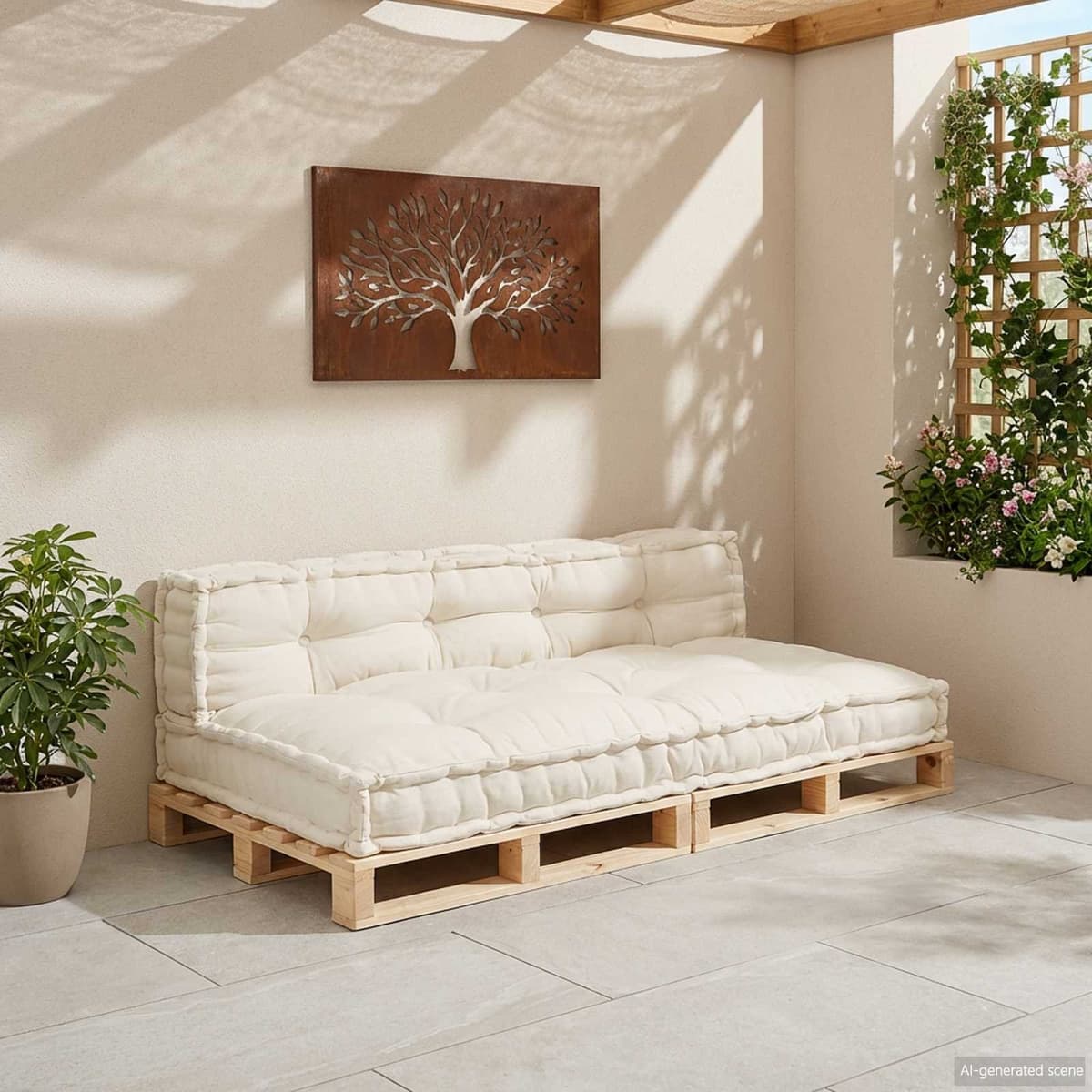 Cream Pallet Sofa Cushions 2 pcs 120 x 80 x 38 cm