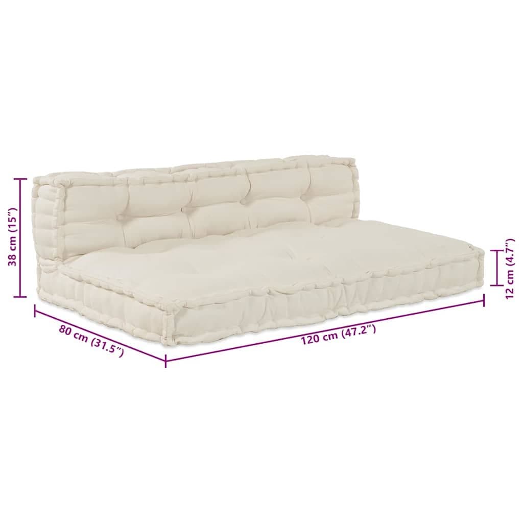 Cream Pallet Sofa Cushions 2 pcs 120 x 80 x 38 cm