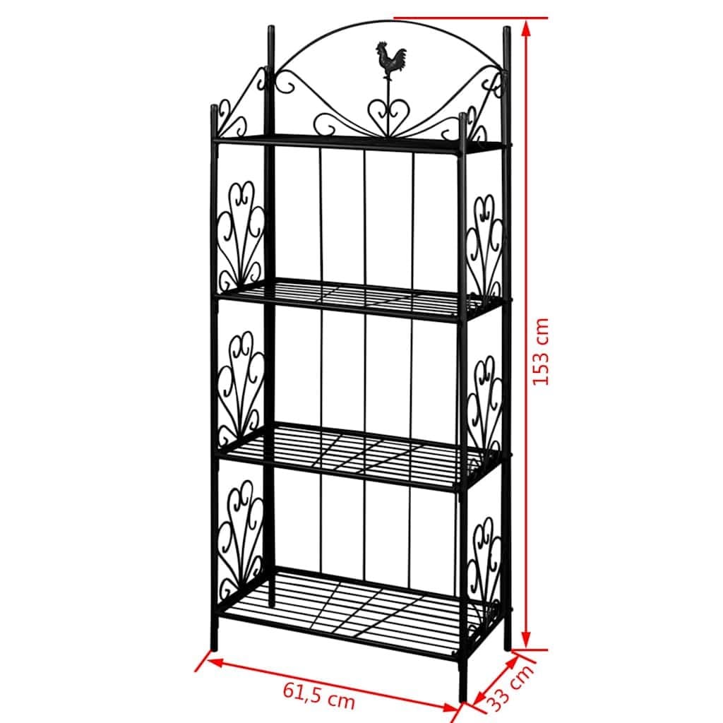 4-Tier Plant Rack Square Black Garden Patio Flower Display Stand Shelf