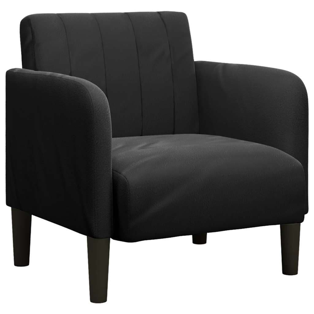 Black Velvet Arm Chair Sofa with Armrests 54cm