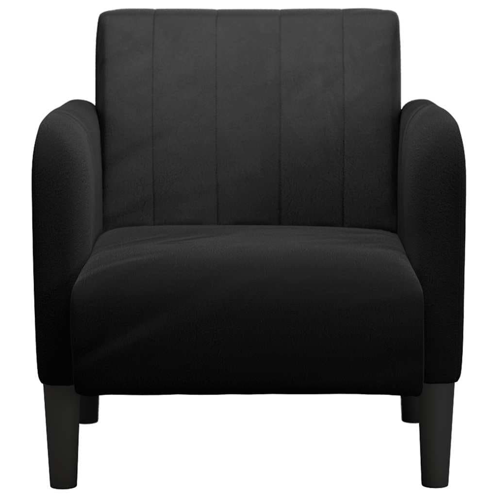 Black Velvet Arm Chair Sofa with Armrests 54cm