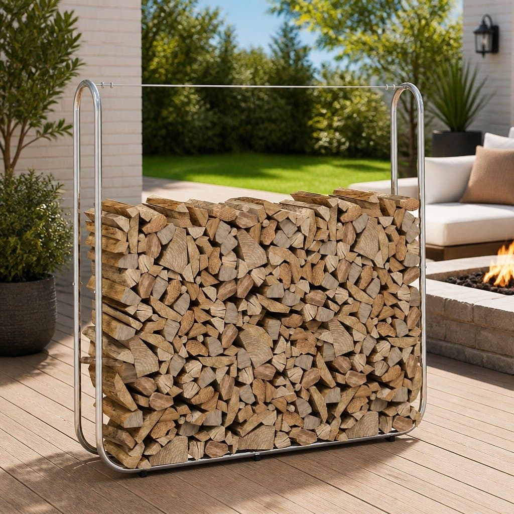 Galvanised Steel Firewood Rack 150x25x150 cm