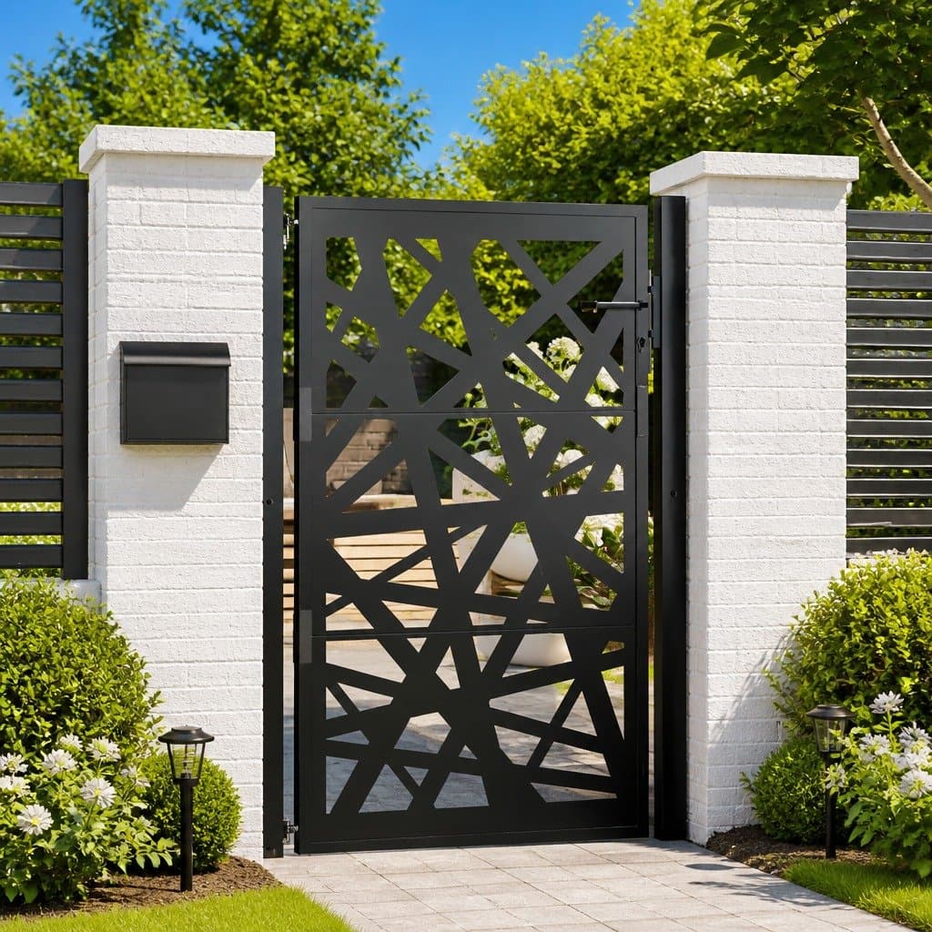 Black Steel Garden Gate 100x150cm with Lock