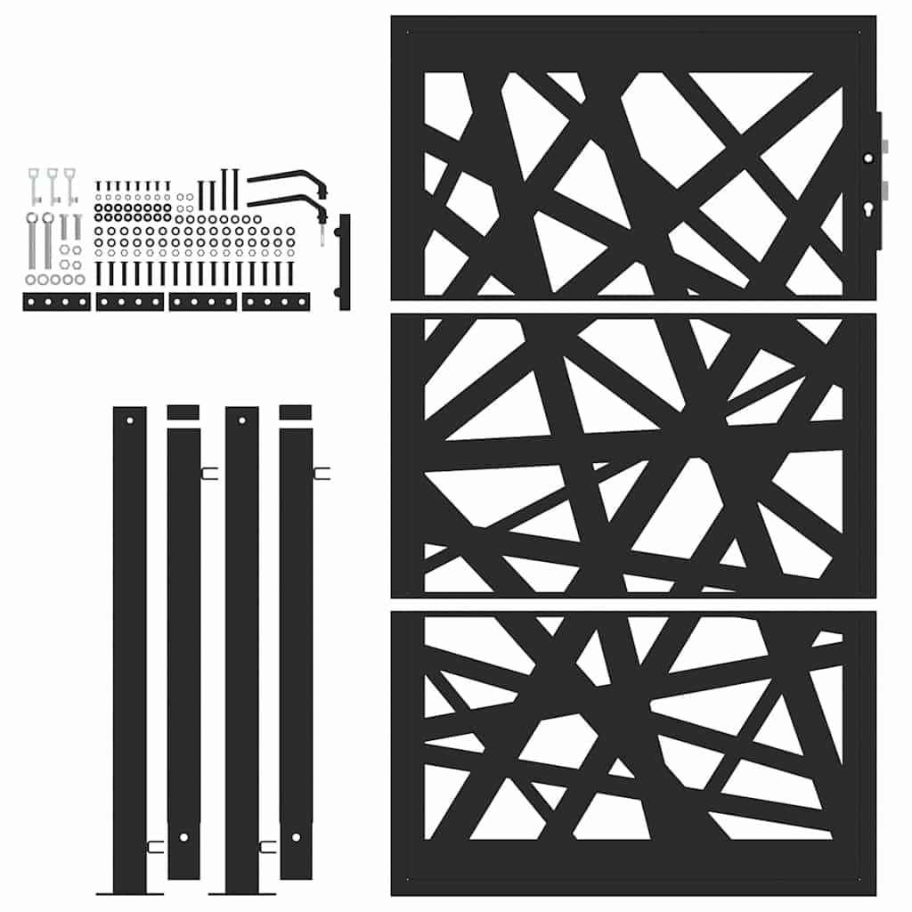 Black Steel Garden Gate 100x150cm with Lock