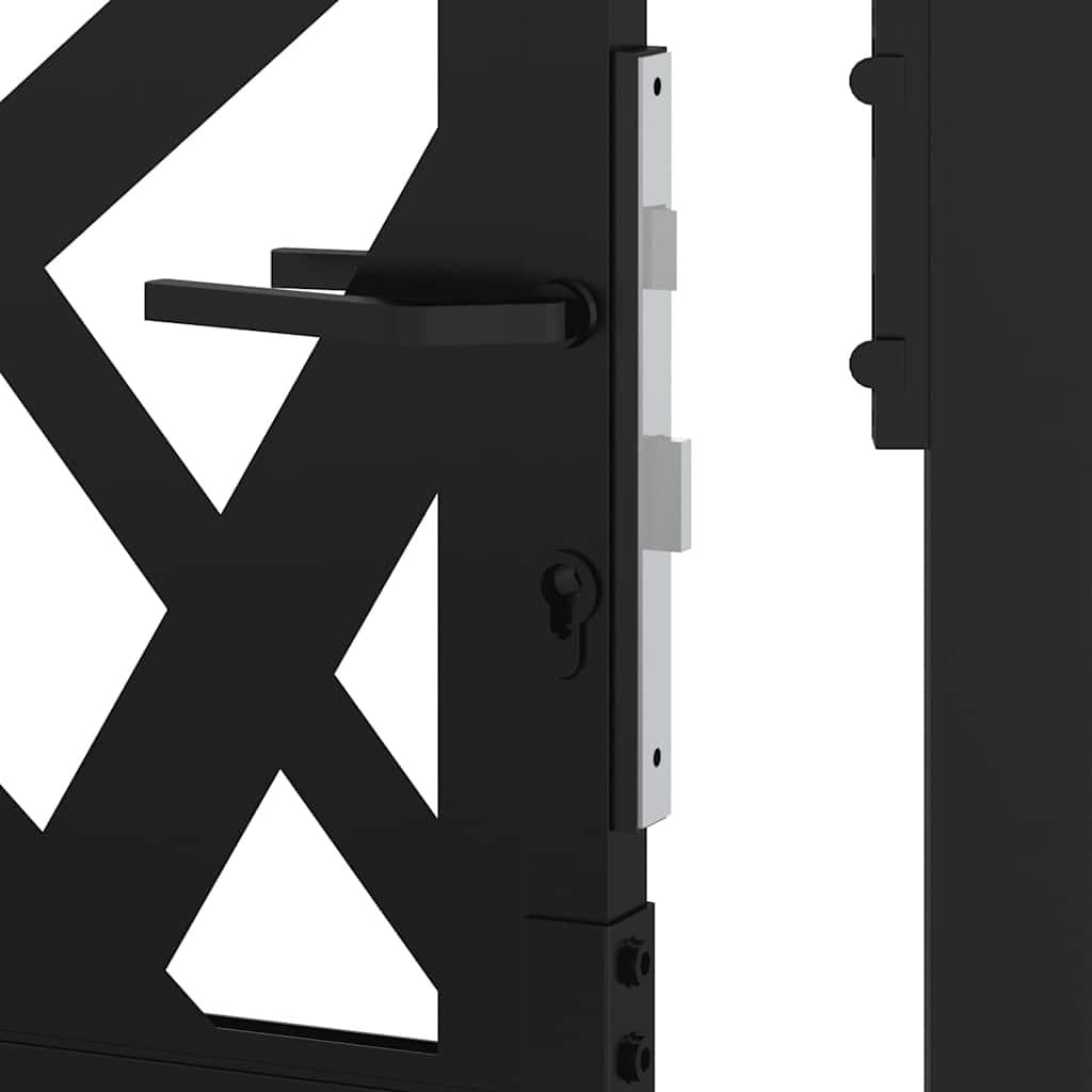 Black Steel Garden Gate 100x150cm with Lock