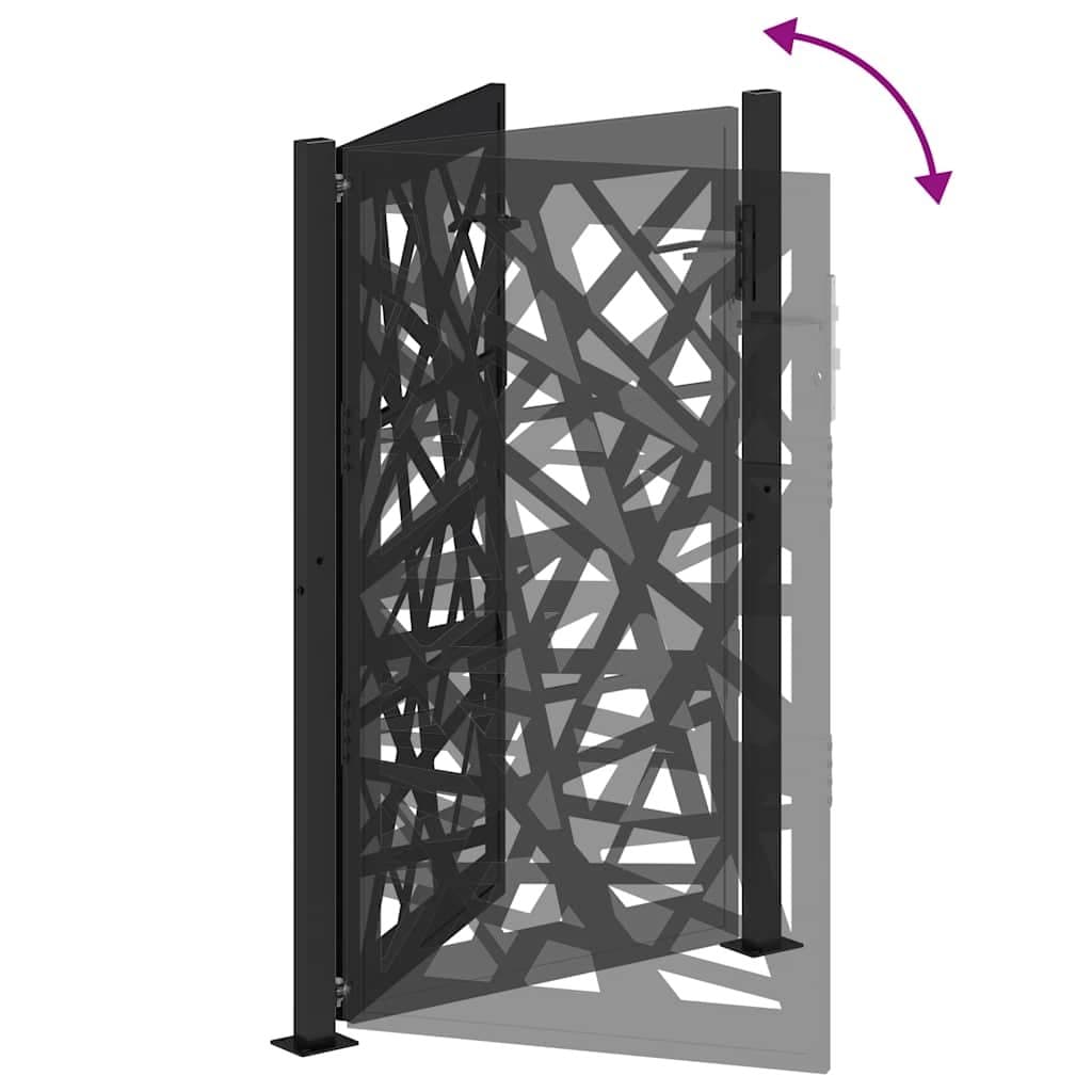 Black Steel Garden Gate 100x150cm with Lock