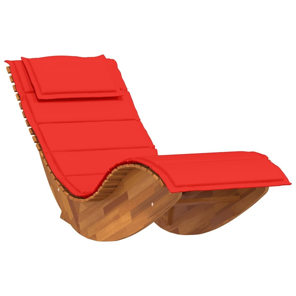 Wooden Rocking Lounger with Cushion for Outdoors