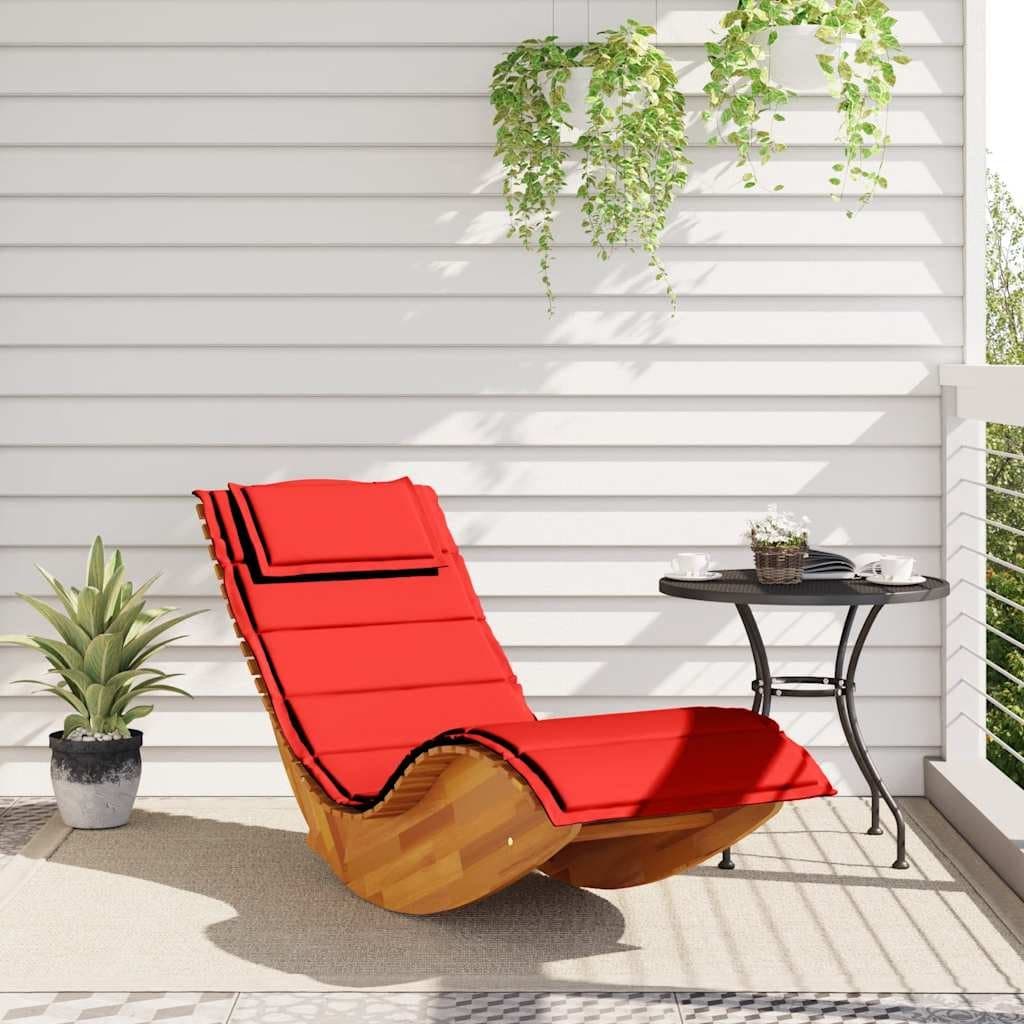 Wooden Rocking Lounger with Cushion for Outdoors
