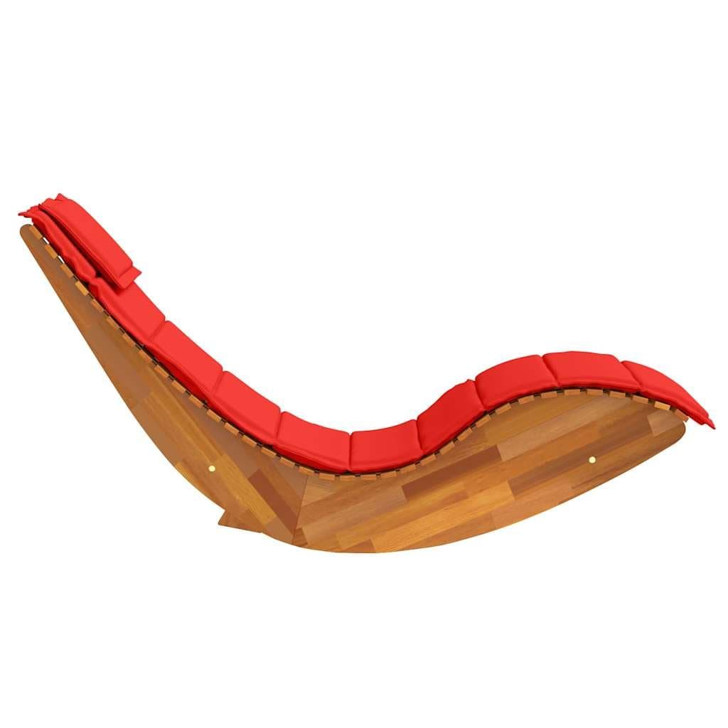 Wooden Rocking Lounger with Cushion for Outdoors