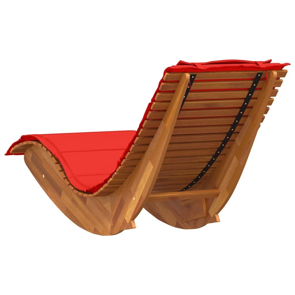 Wooden Rocking Lounger with Cushion for Outdoors
