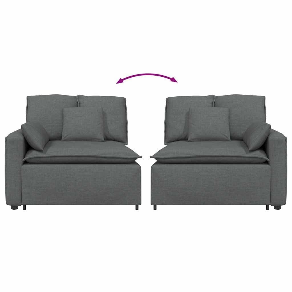 Modular Sofa Armrest End Module with Cushions Grey Sectional Unit 100cm