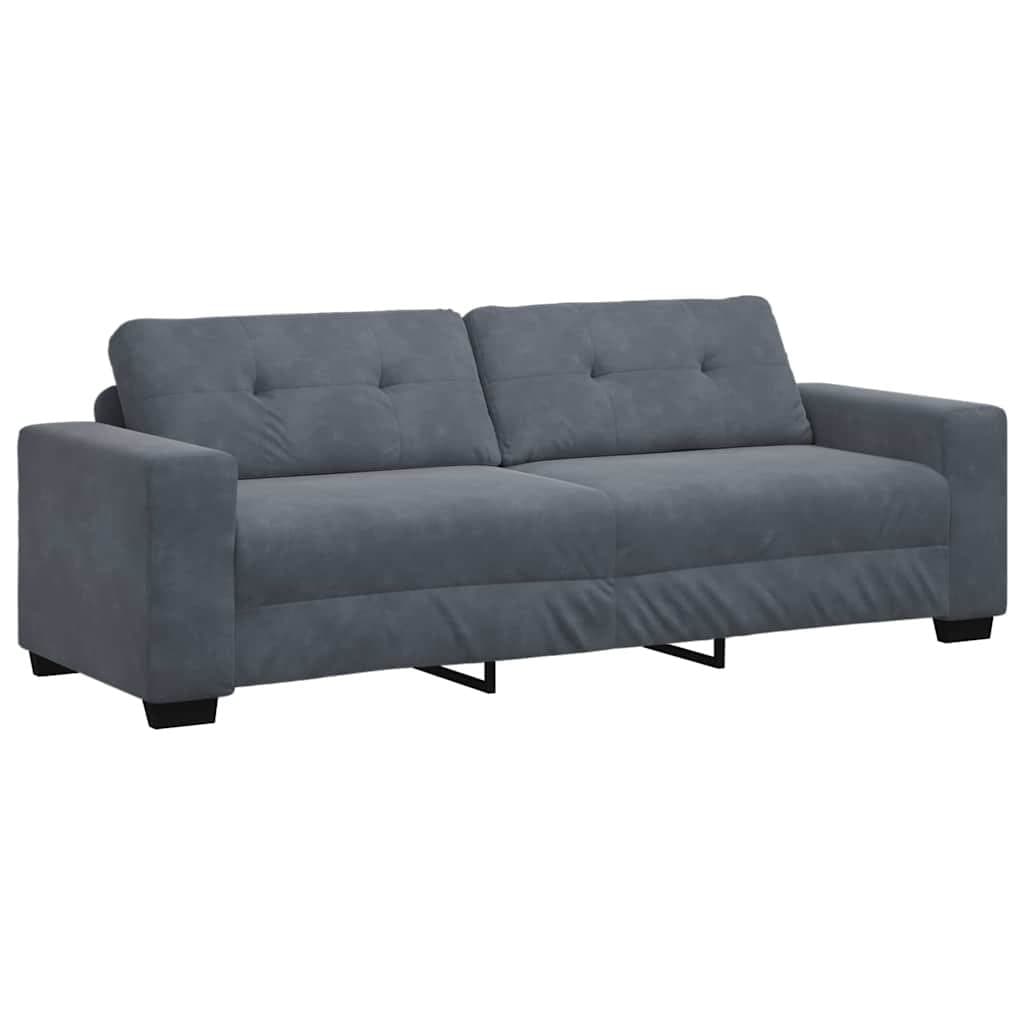 3-Seater Grey Velvet Sofa for Comfort and Stability