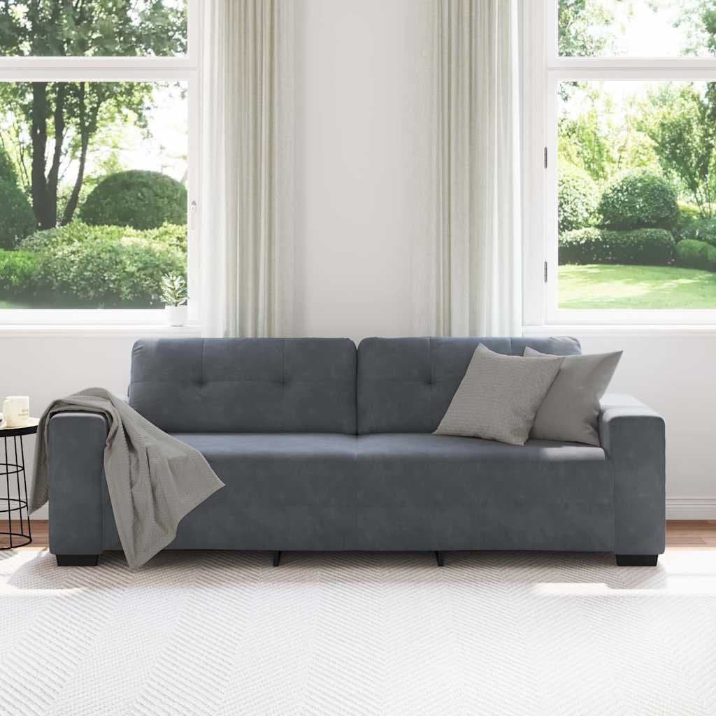 3-Seater Grey Velvet Sofa for Comfort and Stability