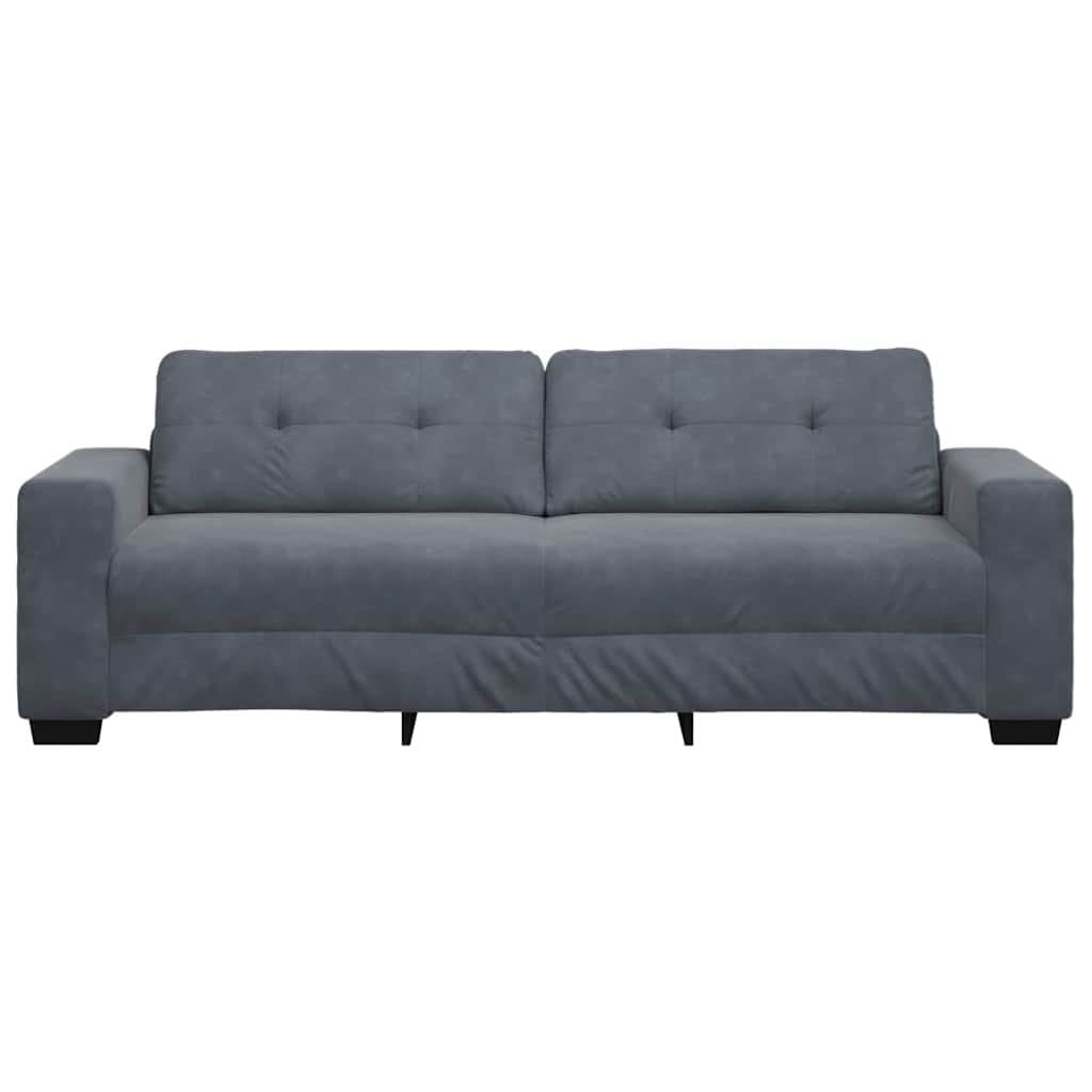3-Seater Grey Velvet Sofa for Comfort and Stability