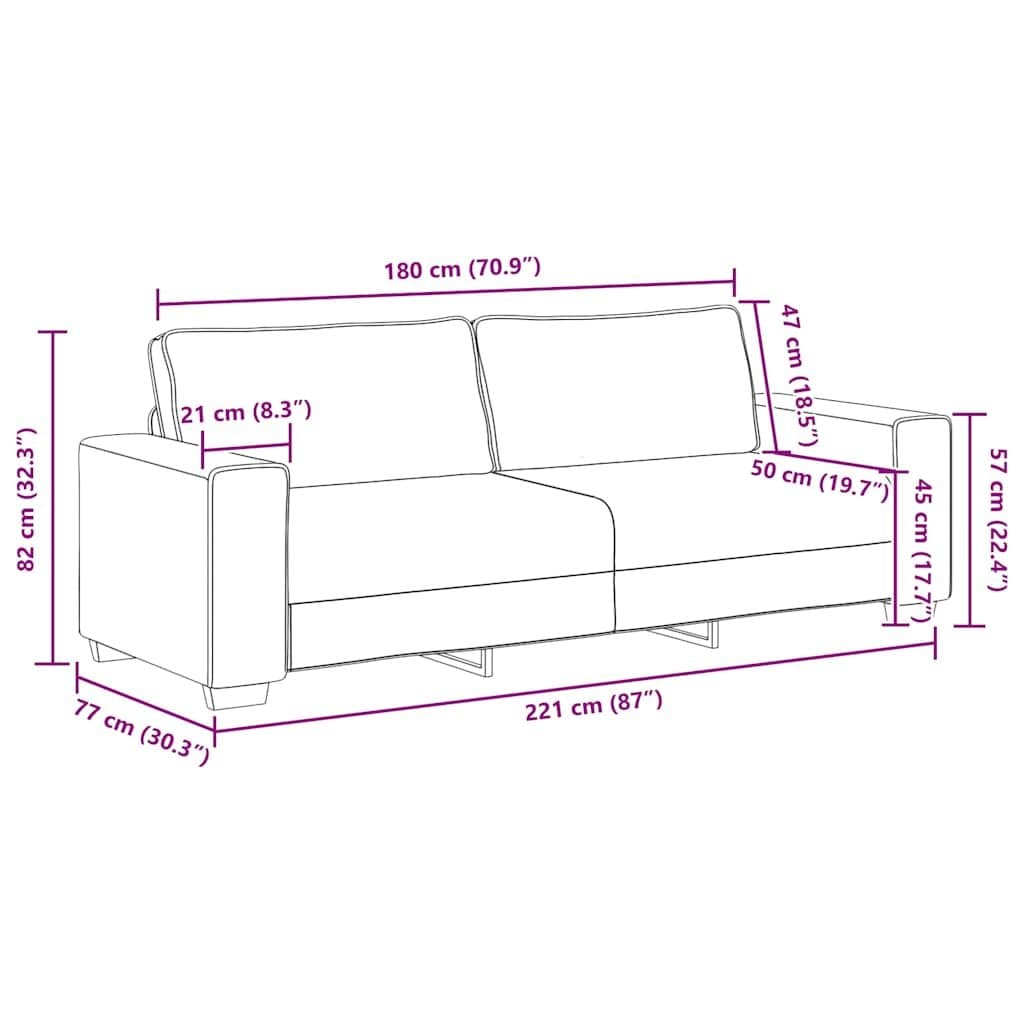 3-Seater Sofa in Grey Fabric for Living Rooms