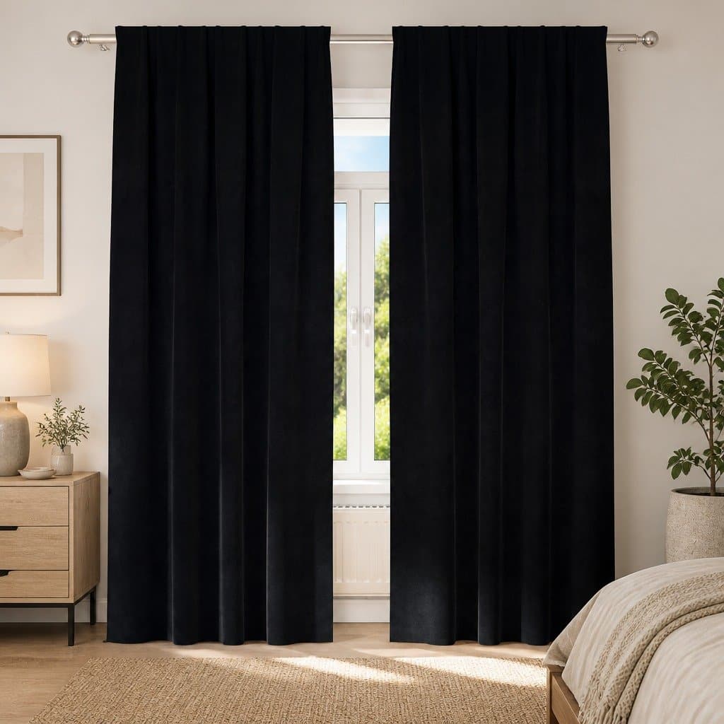 Blackout Curtains 2 pcs Black 140 x 225 cm Velvet Window Treatment Bedroom