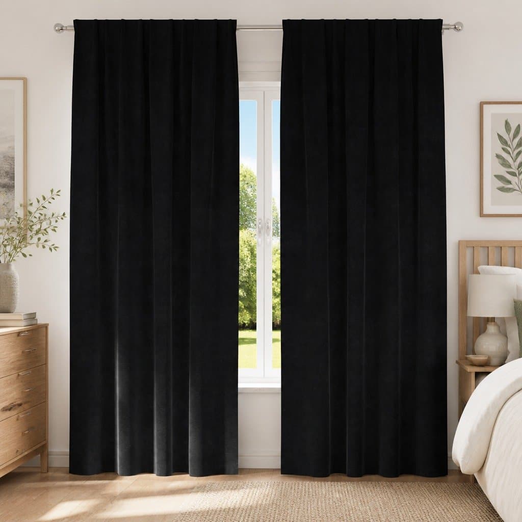 Blackout Curtains 2pcs Black 140x260cm Velvet Drapes